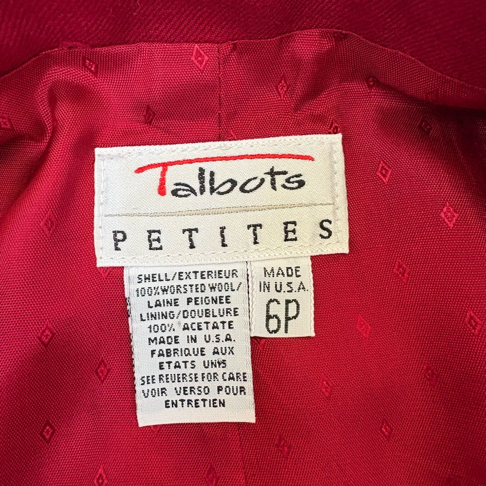 Vintage Talbots red double breasted 100% worsted wool blazer gold buttons, sz 6P - Picture 2 of 8
